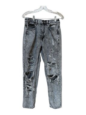 American Eagle Gray Acid Wash Ripped Boyfriend Jeans Y2K Grunge 6